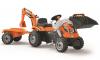 Šlapací traktor Builder Max s bagrem a vozíkem oranžový