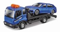 Bburago 1:43 STR FIRE Flatbed Tow Truck, w/Audi A6 Avant