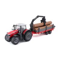 Bburago 1:50 Farm Traktor Massey FERGUSSON 8740S Tractor con remolque de troncos