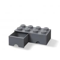 LEGO úložný box 8 s šuplíky - tmavě šedá