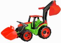 Traktor s lyžicou a bagrom, zelenočervený
