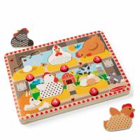MELISSA & DOUG DŘEVĚNÉ PUZZLE S VYSKAKUJÍCÍMY SLEPIČKAMI