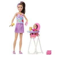 Barbie SKIPPER BABYSITTER pestúnka s jedálnou stoličkou