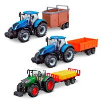 Bburago ASST 10cm Farm Tractor so zotrvačníkom s vlečkou  8 druhov (12ks)