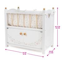 Wooden Doll Bed with Cabinet, Petit Flora