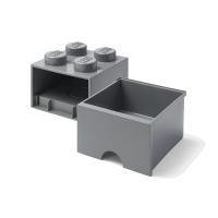 LEGO úložný box 4 s šuplíkem - tmavě šedá