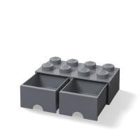 LEGO úložný box 8 s šuplíky - tmavě šedá
