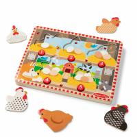 MELISSA & DOUG DŘEVĚNÉ PUZZLE S VYSKAKUJÍCÍMY SLEPIČKAMI