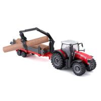 Bburago 1:50 Farm Traktor Massey FERGUSSON 8740S Tractor con remolque de troncos