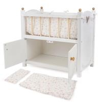 Wooden Doll Bed with Cabinet, Petit Flora