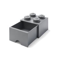 LEGO úložný box 4 s šuplíkem - tmavě šedá