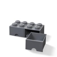 LEGO úložný box 8 s šuplíky - tmavě šedá