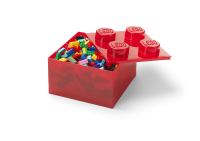 LEGO úložný box 4 s víkem - průhledná červená