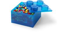 LEGO úložný box 4 s víkem - průhledná modrá