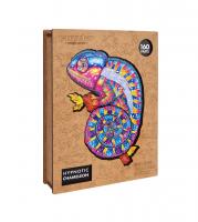 DREVENÉ FAREBNÉ PUZZLE - Hypnotický chameleón