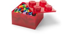 LEGO úložný box 4 s víkem - průhledná červená