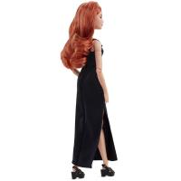 Barbie basics bábika v čierných šatách rusovláska