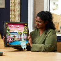 Krajina so sakurovým sadom