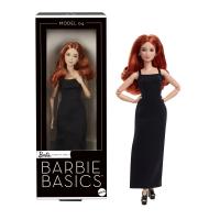 Barbie basics bábika v čierných šatách rusovláska