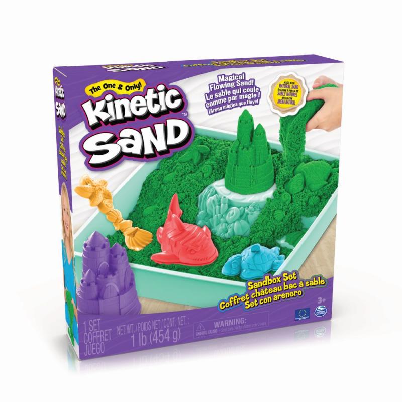 KINETIC SAND KRABICA TEKUTÉHO PIESKU S PODLOŽKOU ZELENÁ