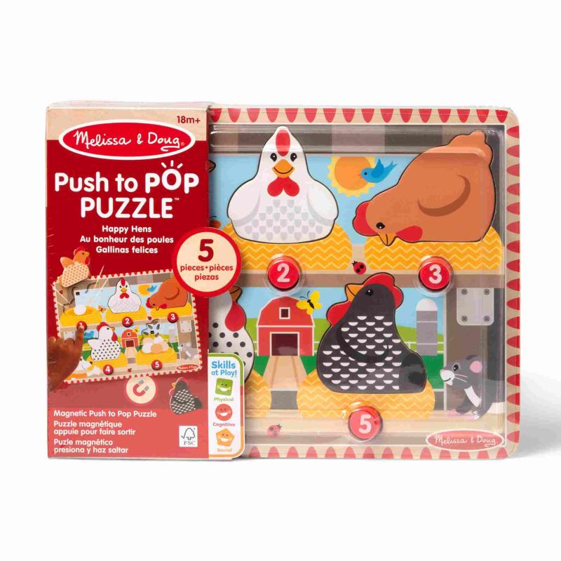 MELISSA & DOUG DŘEVĚNÉ PUZZLE S VYSKAKUJÍCÍMY SLEPIČKAMI