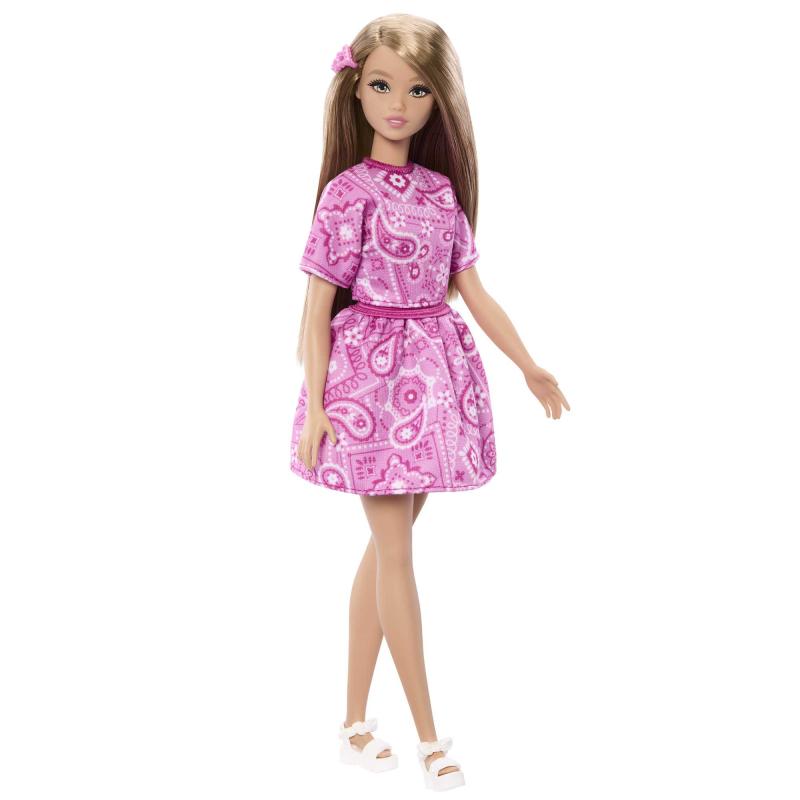 BRB FASHIONISTAS MODELKA V ŠATÁCH S RUŽOVÝM PAISLEY VZOROM