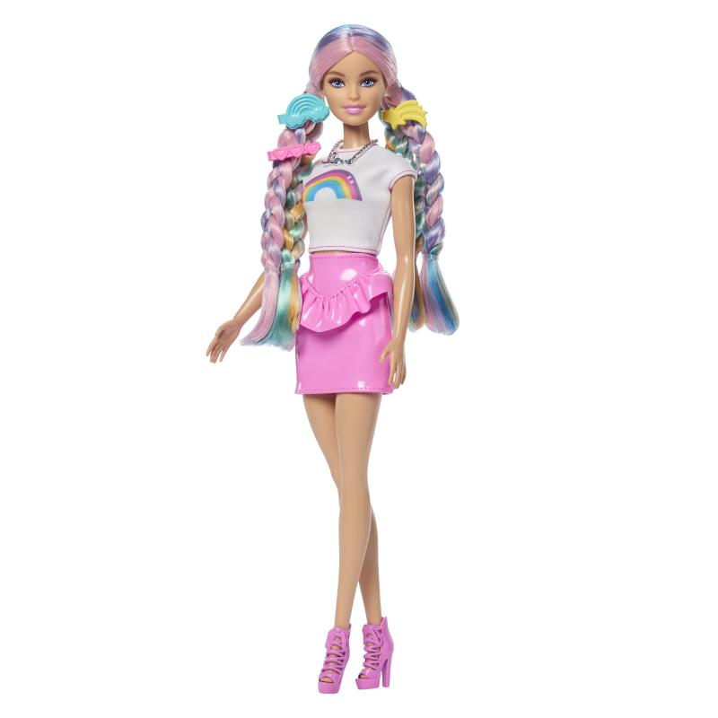 Barbie bábika dúhové vlasy s trblietavým stylingom
