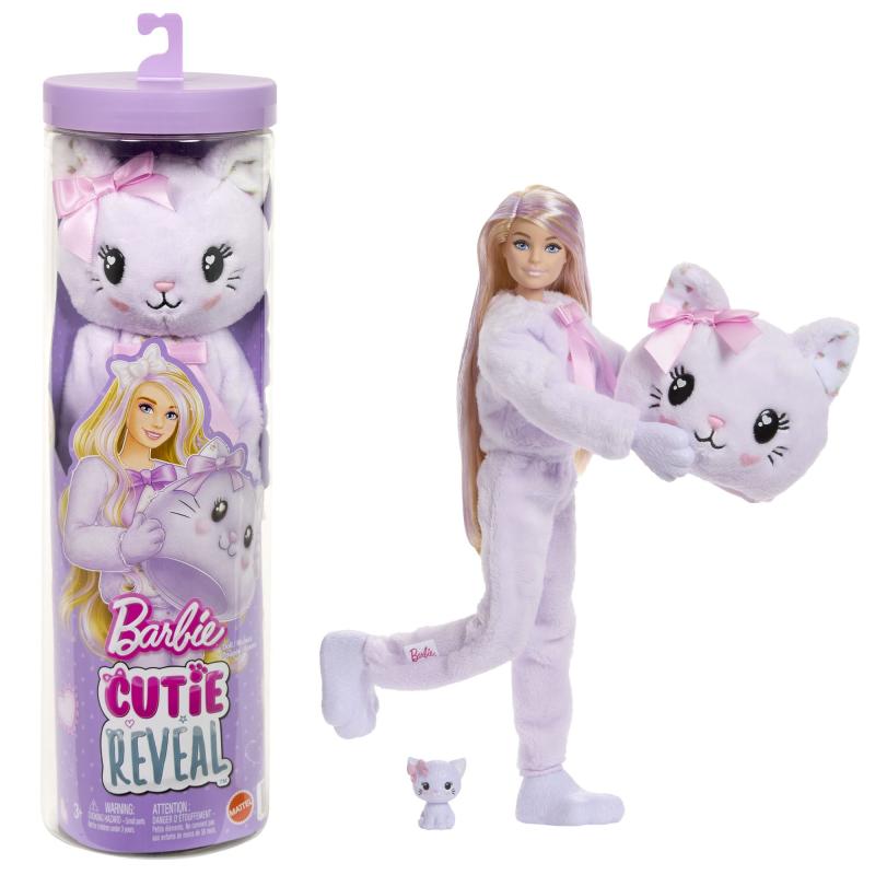 Barbie CUTIE REVEAL Barbie sladké mašle - fialové mačiatko