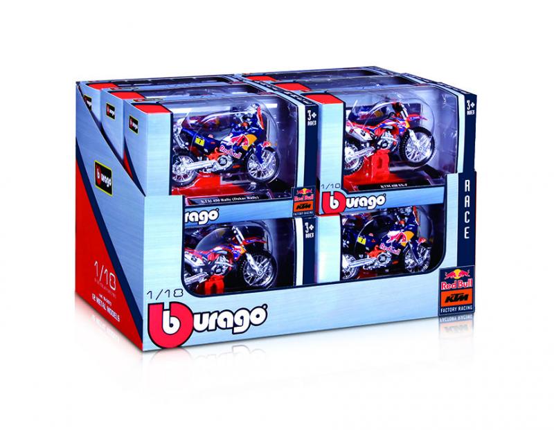 Bburago 1:18 Red Bull KTM Motorcycle (2 x 12 DISPLAY) 24ks ASST