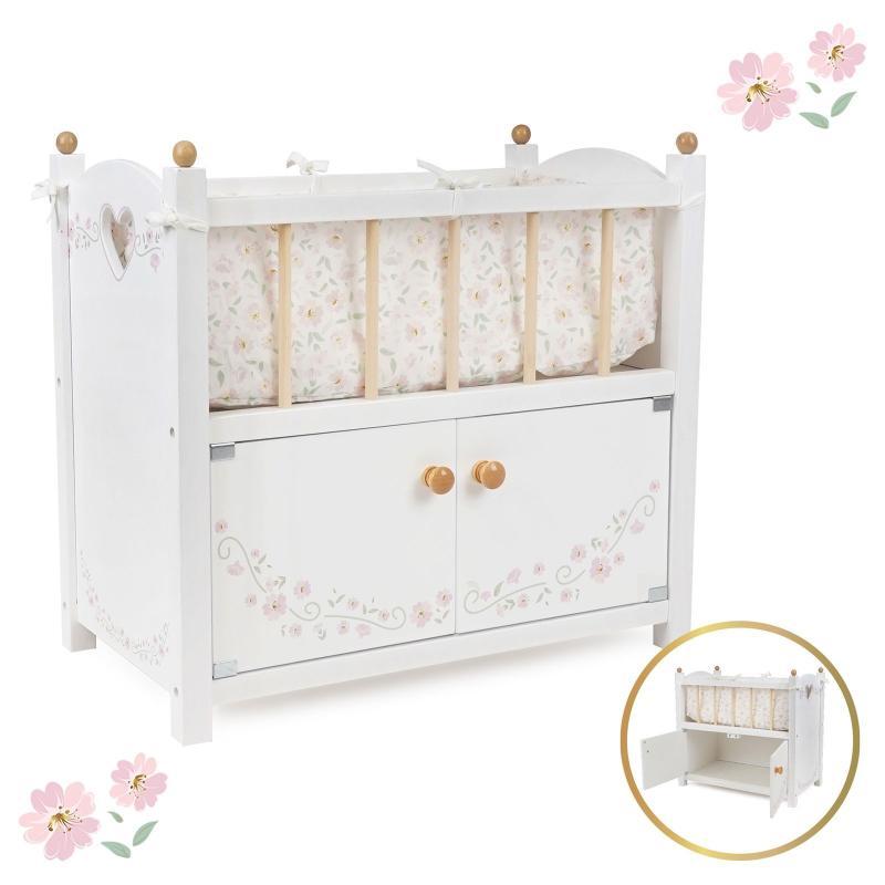 Wooden Doll Bed with Cabinet, Petit Flora
