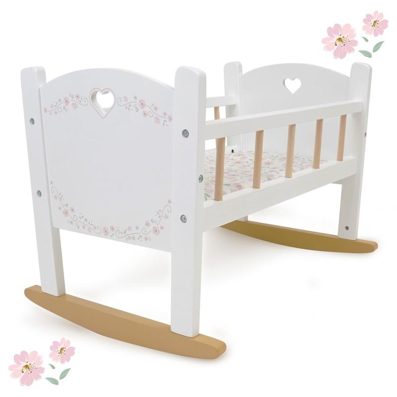 Wooden Doll Cradle, Petit Flora
