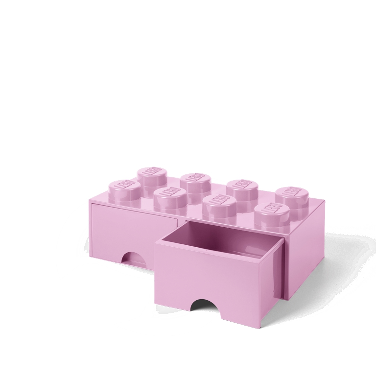 LEGO úložný box 8 so zásuvkou - svetlo ružová