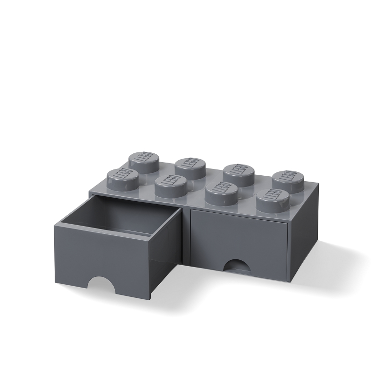 LEGO úložný box 8 s šuplíky - tmavě šedá