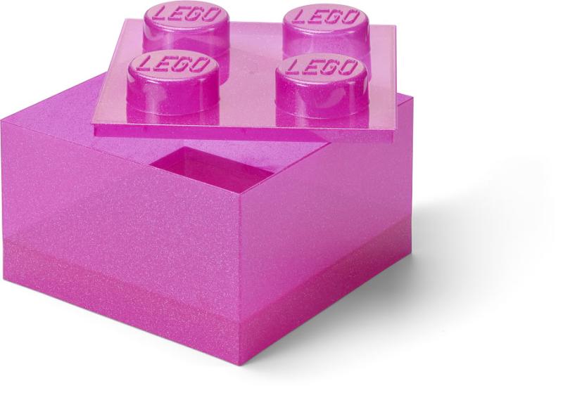 LEGO úložný box 4 s víkem - třpitivá růžová