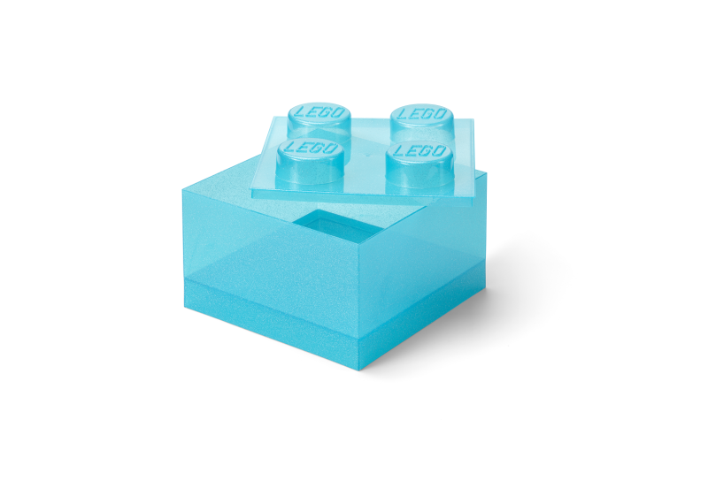 LEGO úložný box 4 s víkem - třpitivá modrá