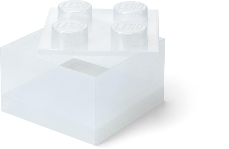 LEGO úložný box 4 s víkem - třpitivá průhledná