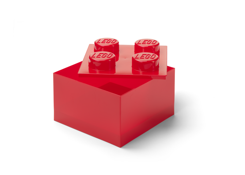 LEGO úložný box 4 s víkem - průhledná červená