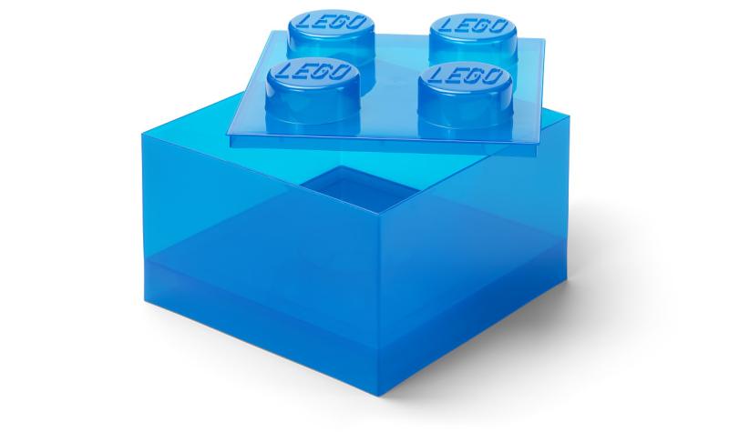 LEGO úložný box 4 s víkem - průhledná modrá
