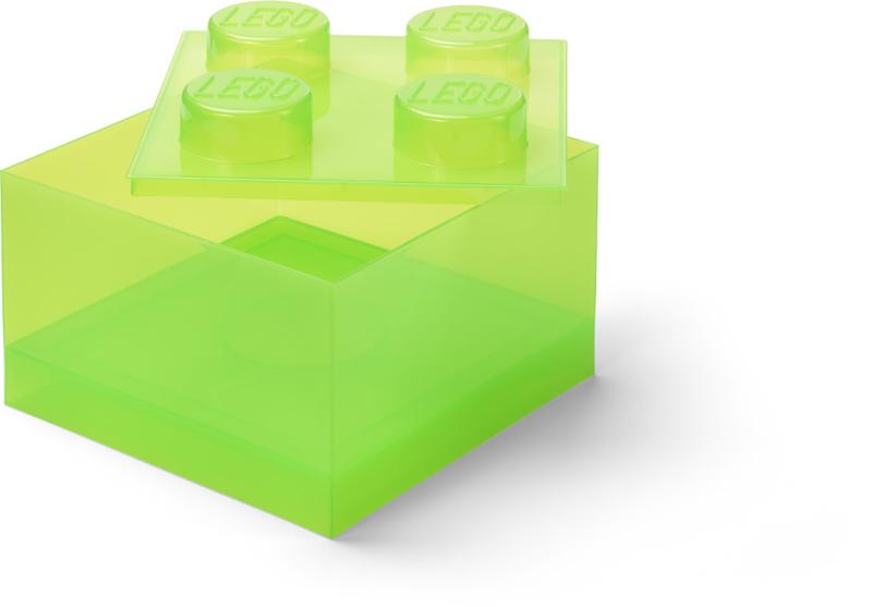 LEGO úložný box 4 s víkem - průhledná zelená