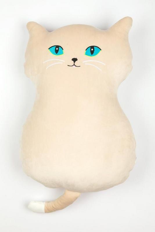 KOČKA VELKÉ OČI béžová 53 cm