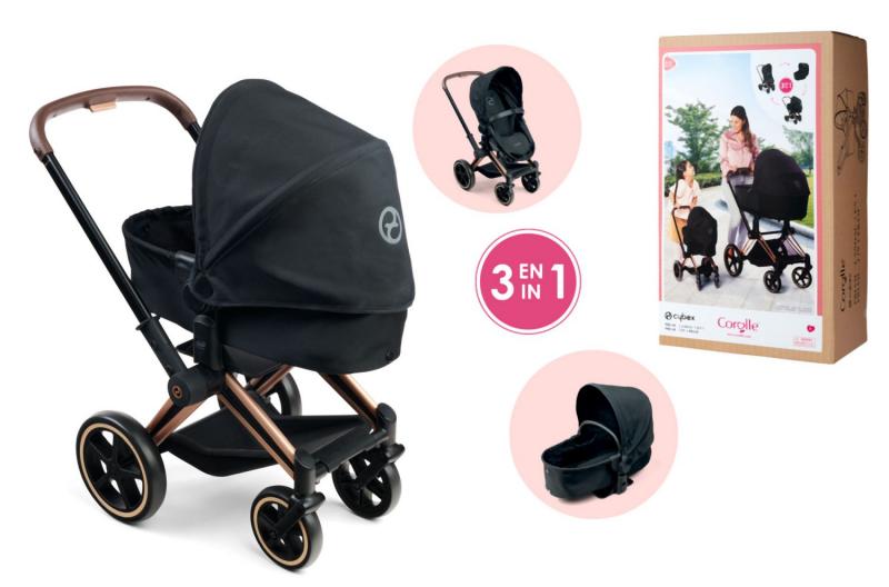 Kočárek Cybex Black 3 v1 pro panenky 36-42 cm