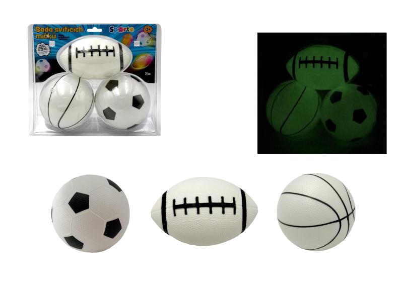 SPORTO Sada 3 loptieciek - svietiaca v tme