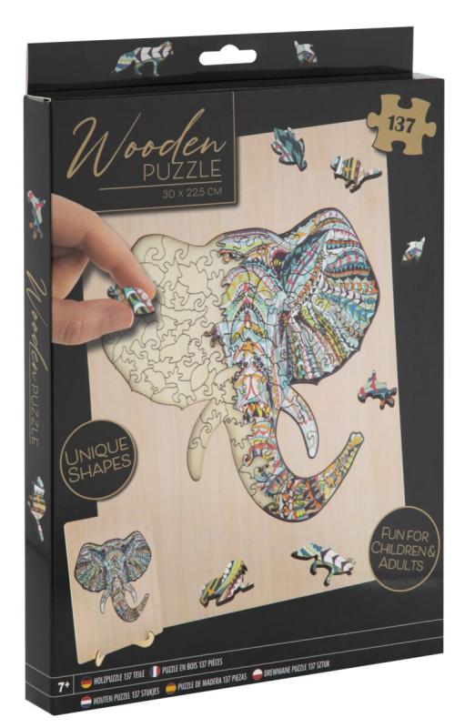 Dřevěné puzzle Slon - 137ks